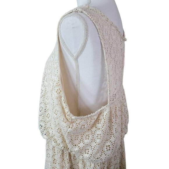 Maurices Plus Dress Womens 2X Doily Eyelet Lace Sleeveless Beaded Sequin Beige‎ - Picture 9 of 16